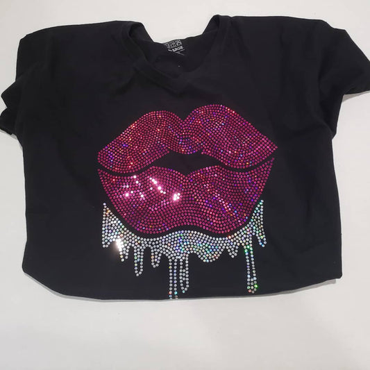 Bling drip lip tee